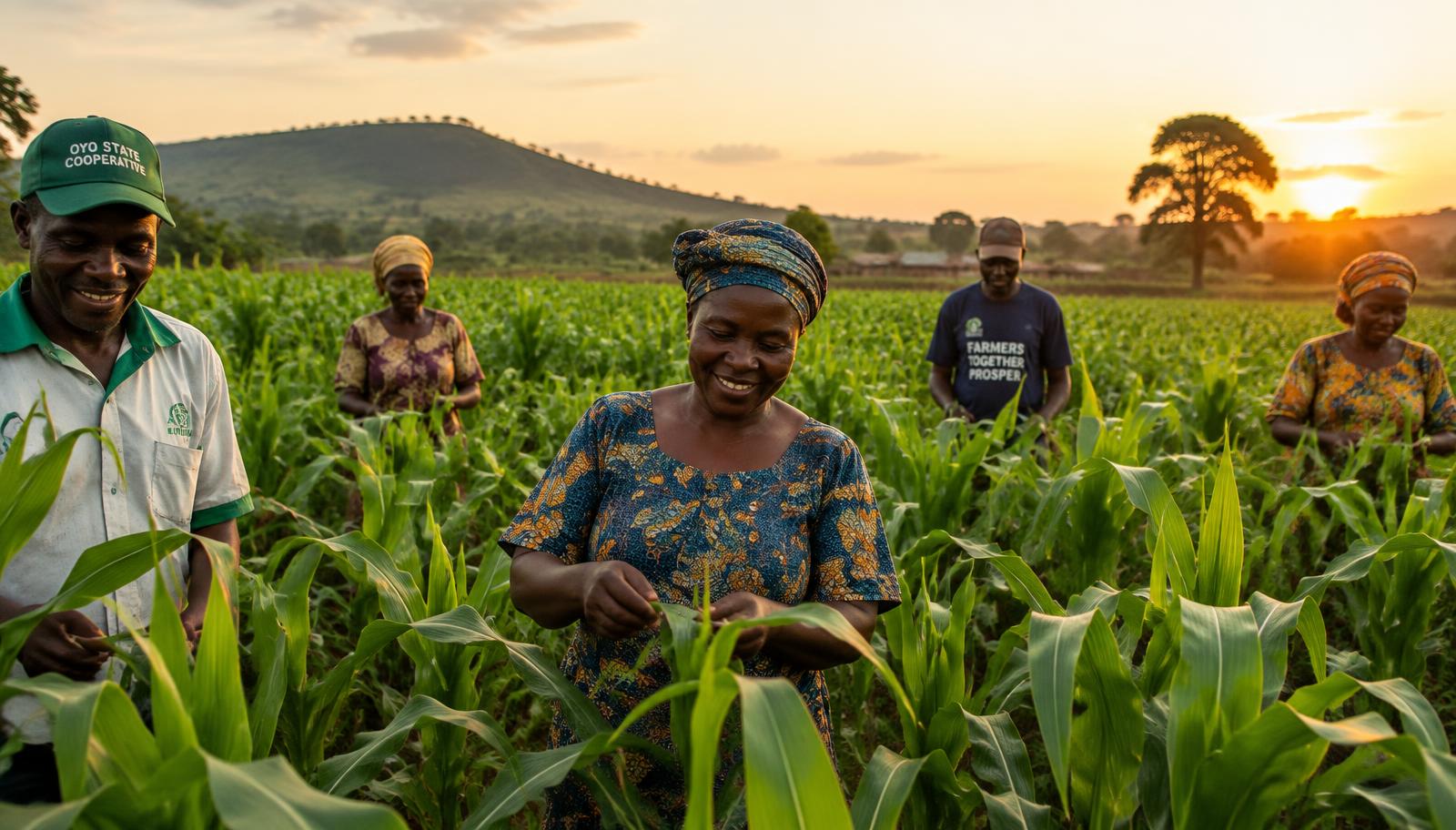 Cooperative farmers in a maize field in Oyo State